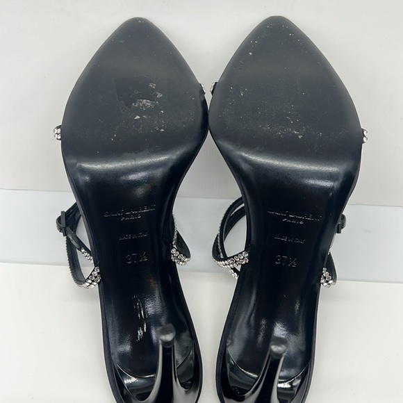 SAINT LAURENT GEORGIA SANDALS IN CREPE SATIN WITH RHINESTONES - Picture 14 of 14